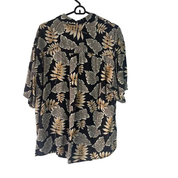 Summa Men's Size Large Rayon Hawaiian Green Black Button‎ Up - Picture 5 of 7